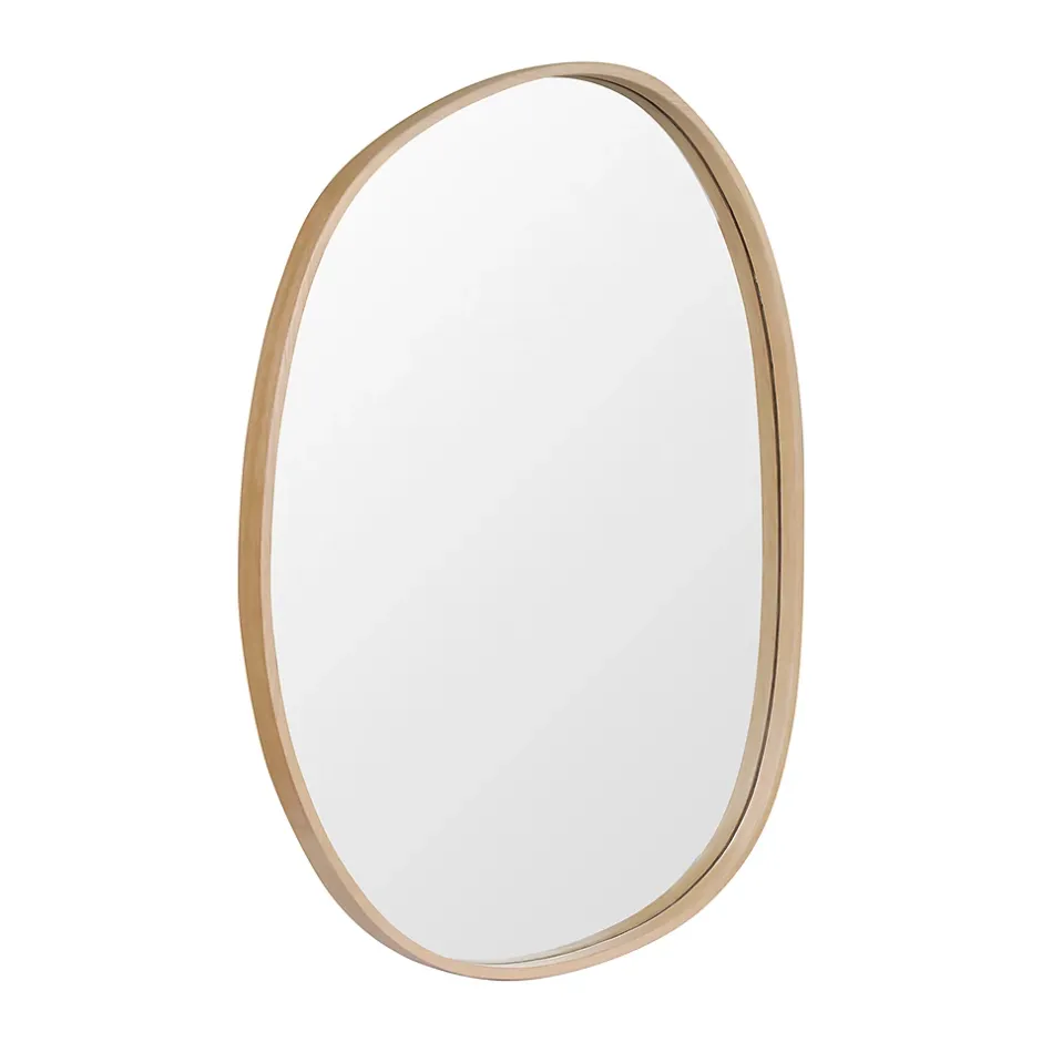 Homesight Miroir de salle de bains forme galet l.60 x H.80 cm, placage chêne, Thiam
