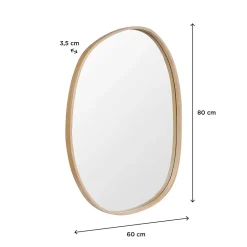 Homesight Miroir de salle de bains forme galet l.60 x H.80 cm, placage chêne, Thiam