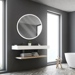 MPGlass Miroir de salle de bains lumineux LED rond Ø100 cm, argenté, Bishop
