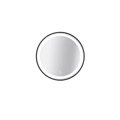 MPGlass Miroir de salle de bains lumineux LED noir rond Ø 60 cm, Naos