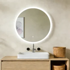 Mon Beau bain Miroir de salle de bains rond 80x80 cm - Anti-Buée , Mémoire, LED,Miroir lumineux de salle de bains* Miroir Lumineux