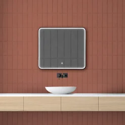 MPGlass Miroir de salle de bains lumineux LED rectangulaire l. 80 x H. 70 cm Denver* Miroir Lumineux
