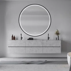 MPGlass Miroir de salle de bains lumineux LED noir rond Ø120 cm, Naos Black* Miroir Lumineux