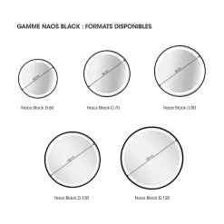 MPGlass Miroir de salle de bains lumineux LED noir rond Ø120 cm, Naos Black* Miroir Lumineux