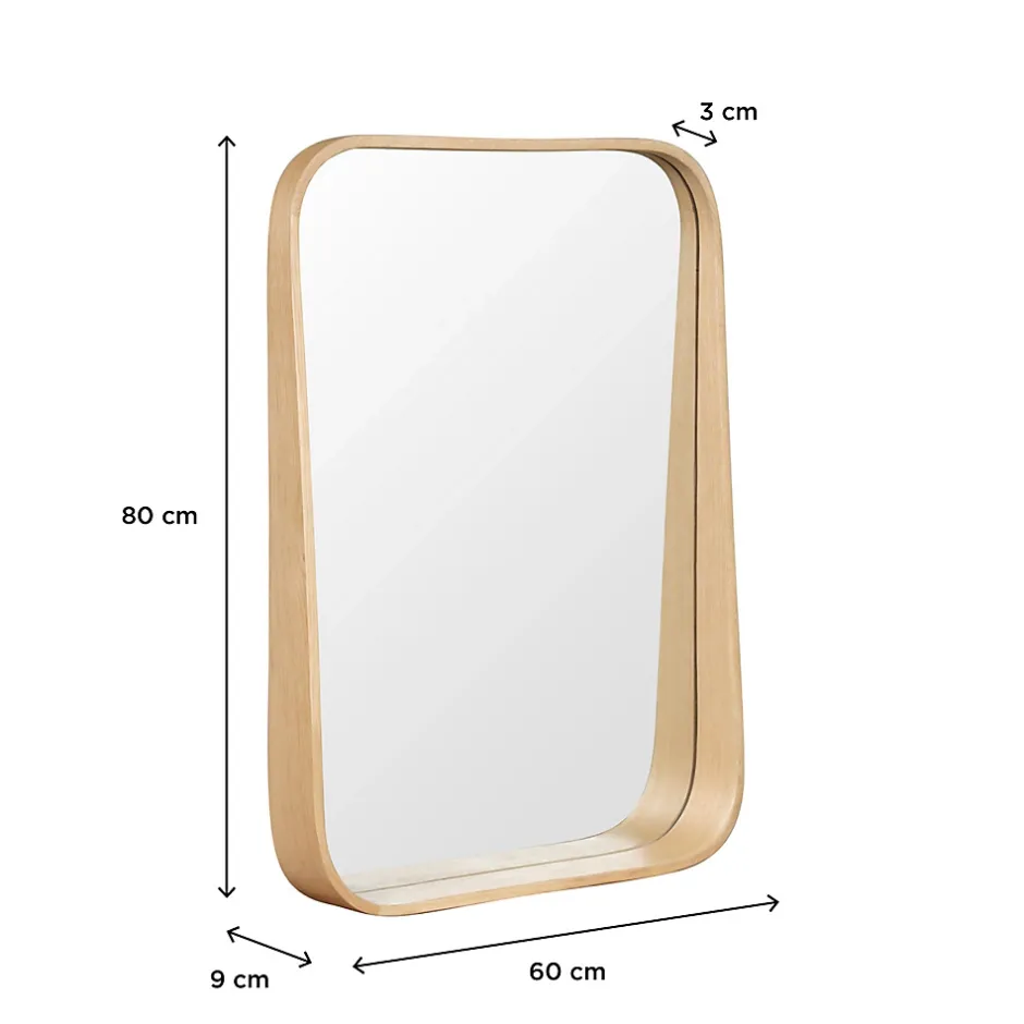 Homesight Miroir de salle de bains l.60 x H.80 cm, placage chêne, Thiam