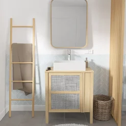 Homesight Miroir de salle de bains l.60 x H.80 cm, placage chêne, Thiam