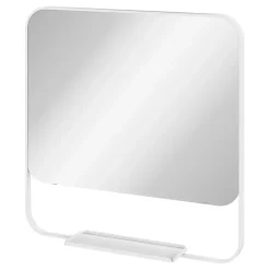 GoodHome Miroir de salle de bains mural blanc avec tablette l.60,5 x H.60.5 x P.12 cm, Maza* Miroir Simple