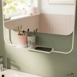GoodHome Miroir de salle de bains mural blanc avec tablette l.60,5 x H.60.5 x P.12 cm, Maza* Miroir Simple