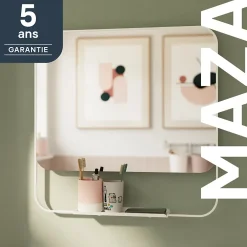 GoodHome Miroir de salle de bains mural blanc avec tablette l.60,5 x H.60.5 x P.12 cm, Maza* Miroir Simple