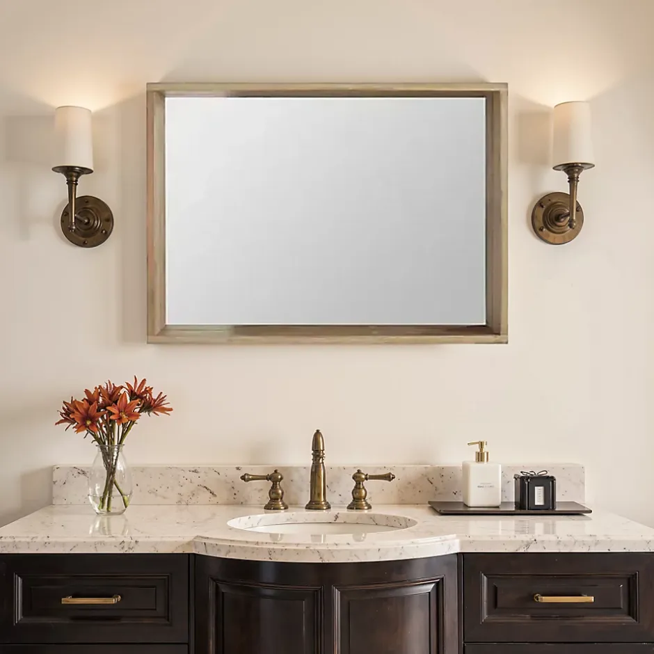 Cooke & Lewis Miroir de salle de bains effet chêne massif l.90 x P.13 x H.65 cm, Harmon