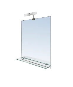 Miroir de salle de bains lumineux LED avec étagère en verre l.50 x H.60 cm, GoodHome Clarach