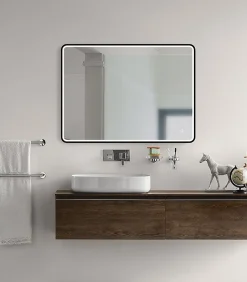 MPGlass Miroir de salle de bains lumineux LED noir 60 x 80 cm, Lyon Chic* Miroir Lumineux