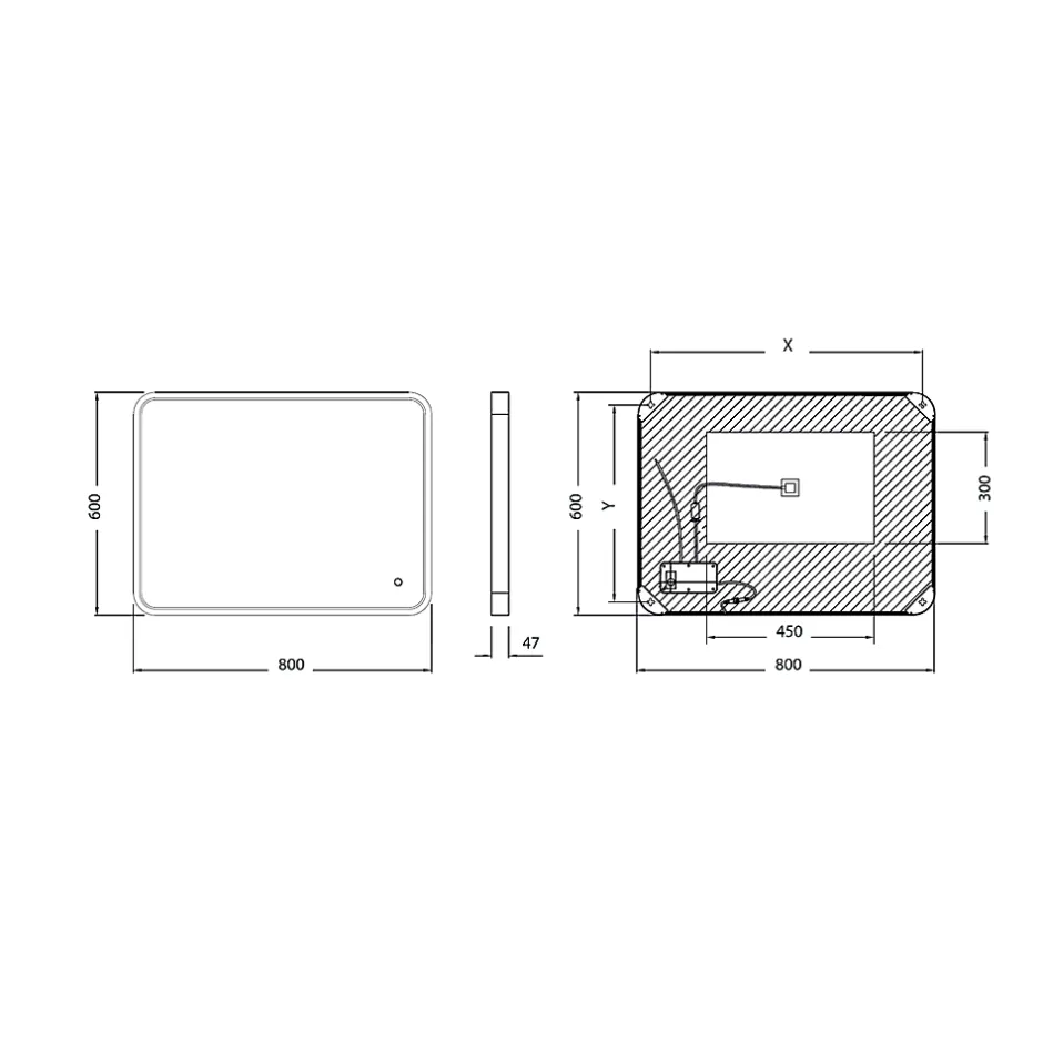 MPGlass Miroir de salle de bains lumineux LED noir 60 x 80 cm, Lyon Chic* Miroir Lumineux