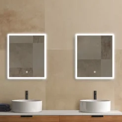 MPGlass Miroir de salle de bains lumineux LED rectangulaire l. 60 x H. 70 cm Bishop 2