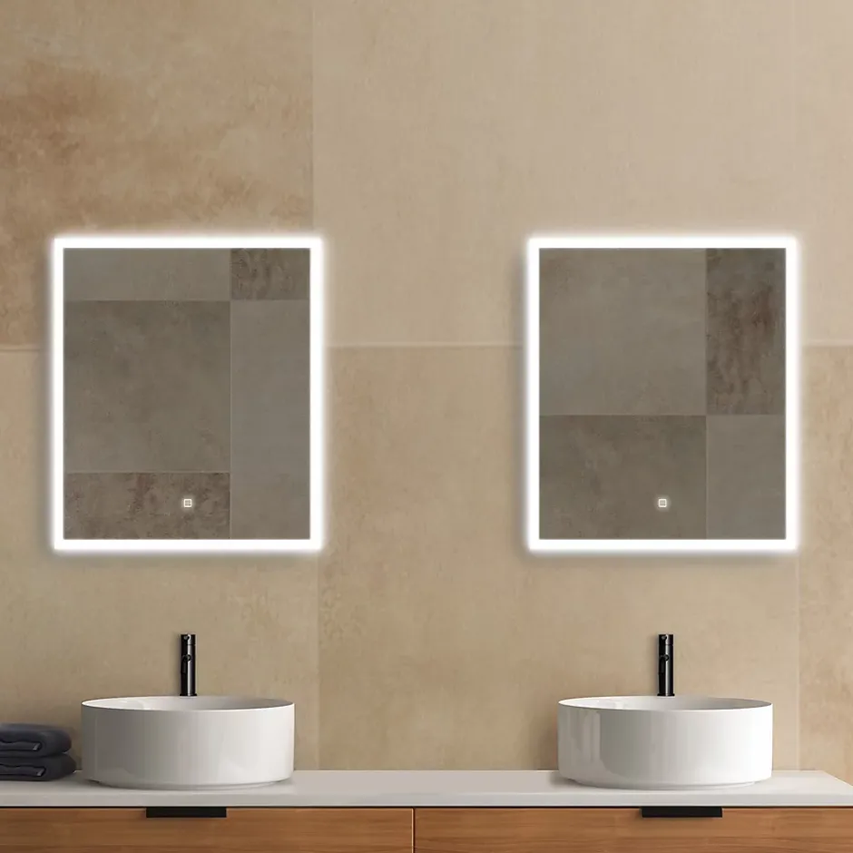 MPGlass Miroir de salle de bains lumineux LED rectangulaire l. 60 x H. 70 cm Bishop 2