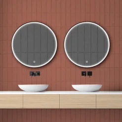 MPGlass Miroir de salle de bains lumineux LED rond Ø 80 cm Denver