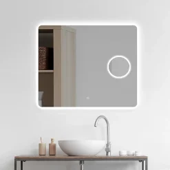 MPGlass Miroir de salle de bains lumineux LED rectangulaire l. 80 x H. 70 cm Bergen
