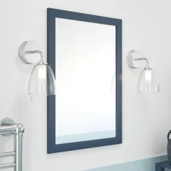 GoodHome Miroir de salle de bains bleu mat l.70 x L.50 x ép.1,6 cm, Perma* Miroir Simple