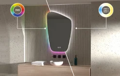 MPGlass Miroir de salle de bains lumineux à LED L.60 x H.80 cm, Aurora