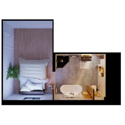 GoodHome Miroir de salle de bains lumineux LED rond avec tablette bois, Avela