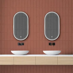 MPGlass Miroir de salle de bains lumineux LED rectangulaire l. 45 x H. 85 cm Denver