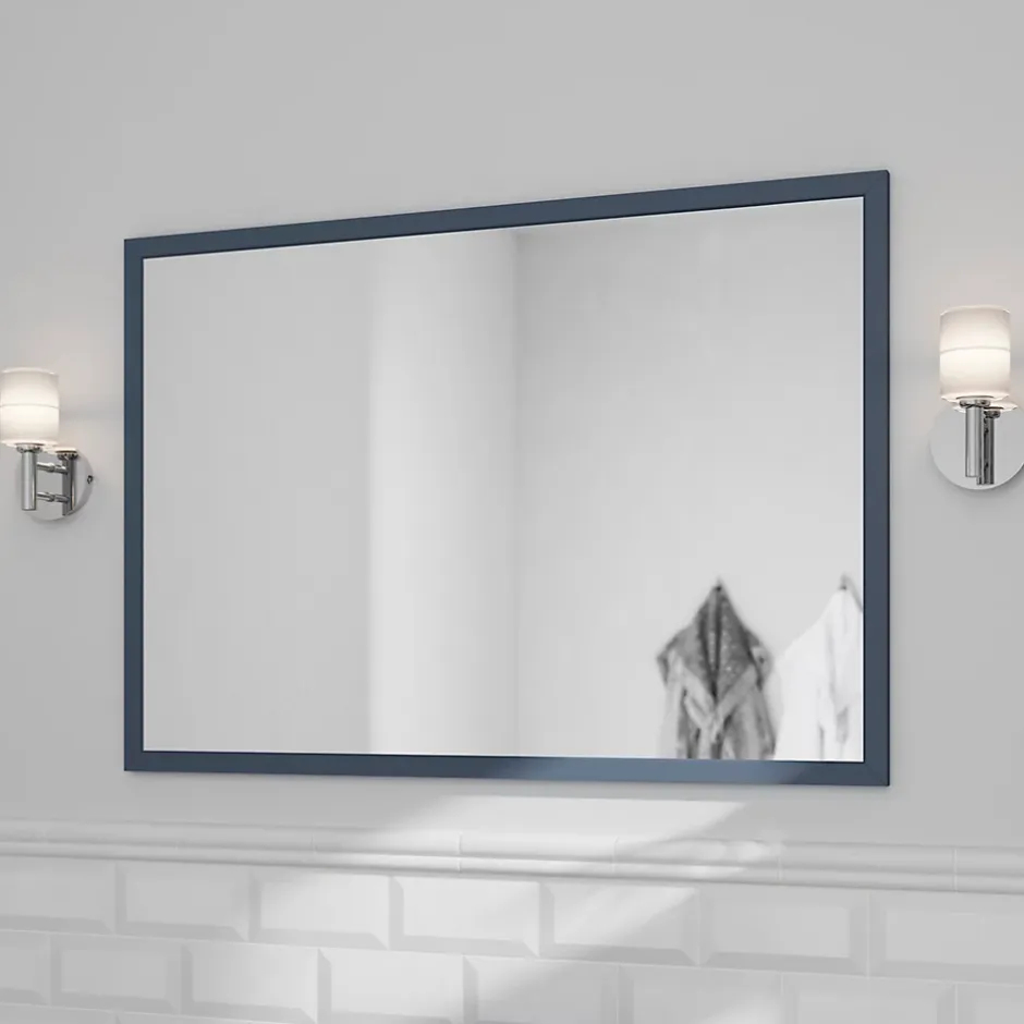 GoodHome Miroir de salle de bains bleu mat l.70 x L.100 x ép.1,6 cm, Perma* Miroir Simple