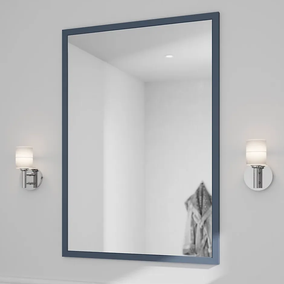 GoodHome Miroir de salle de bains bleu mat l.70 x L.100 x ép.1,6 cm, Perma* Miroir Simple