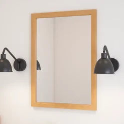 GoodHome Miroir de salle de bains placage chêne l.50 x L.70 x ép.1,6 cm, Perma* Miroir Simple
