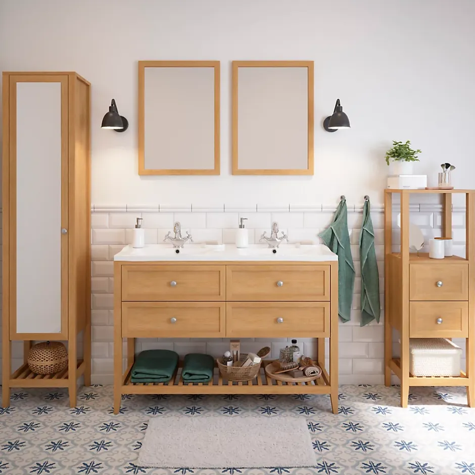 GoodHome Miroir de salle de bains placage chêne l.50 x L.70 x ép.1,6 cm, Perma* Miroir Simple