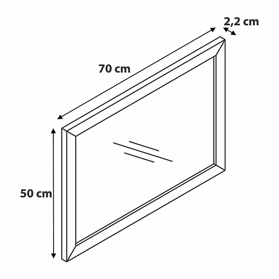 GoodHome Miroir de salle de bains placage chêne l.50 x L.70 x ép.1,6 cm, Perma* Miroir Simple