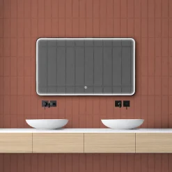 MPGlass Miroir de salle de bains lumineux LED rectangulaire l. 120 x H. 70 cm Denver* Miroir Lumineux