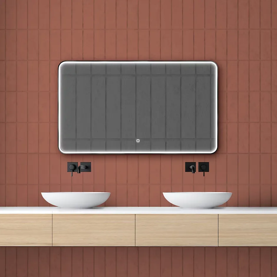 MPGlass Miroir de salle de bains lumineux LED rectangulaire l. 120 x H. 70 cm Denver* Miroir Lumineux