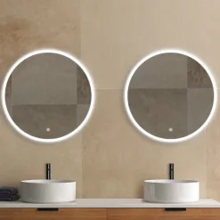 MPGlass Miroir de salle de bains lumineux LED rond Ø 80 cm Bishop 2* Miroir Lumineux