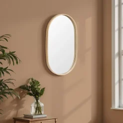 Homesight Miroir de salle de bains ovale l.40 x H.70 cm, placage chêne, Thiam* Miroir Simple