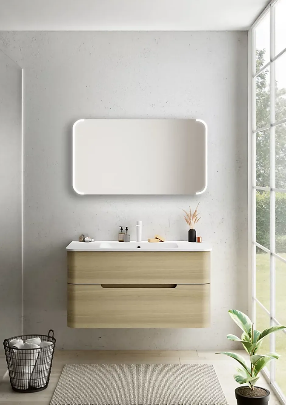 Miroir de salle de bains lumineux LED l. 105 x H. 60 x P. 3 cm* Miroir Lumineux
