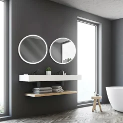 MPGlass Miroir de salle de bains lumineux LED rond Ø70 cm, argenté, Bishop* Miroir Lumineux