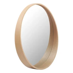 Homesight Miroir de salle de bains rond Ø.60 cm, placage chêne, Thiam* Miroir Simple
