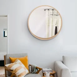 Homesight Miroir de salle de bains rond Ø.60 cm, placage chêne, Thiam* Miroir Simple