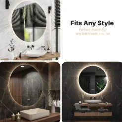 Mirlux Miroir de salle de bains lumineux LED rond 120cm, Sans Cadre, Antibuée* Miroir Lumineux