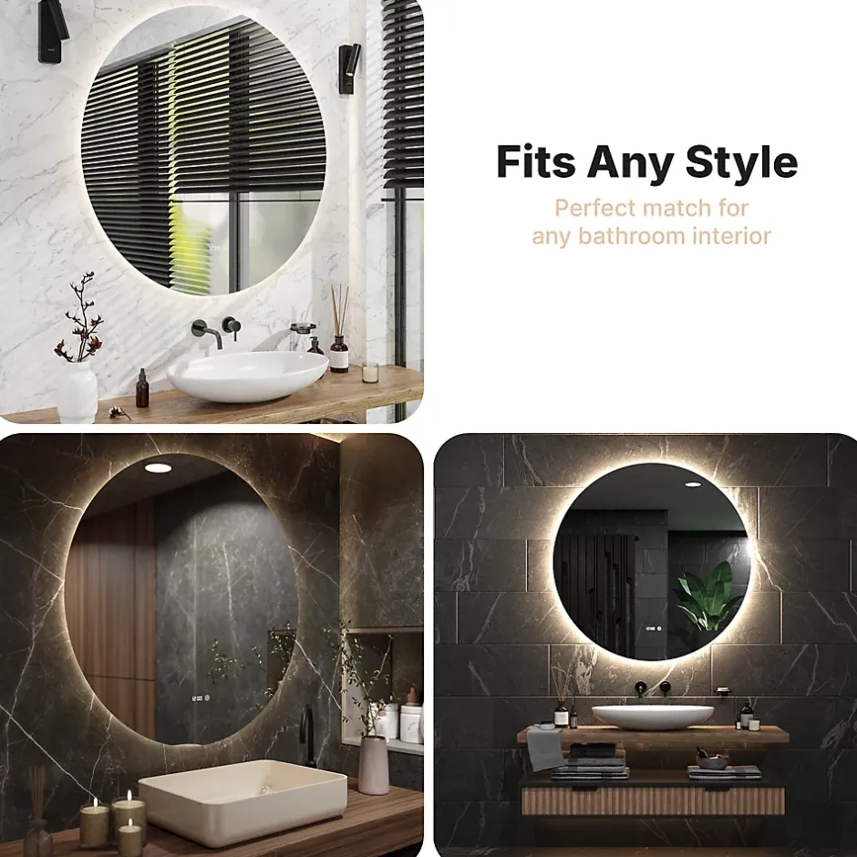Mirlux Miroir de salle de bains lumineux LED rond 120cm, Sans Cadre, Antibuée* Miroir Lumineux