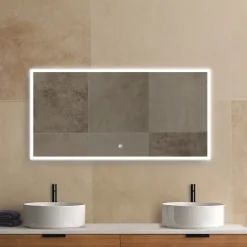 MPGlass Miroir de salle de bains lumineux LED rectangulaire l. 140 x H. 70 cm Bishop 2* Miroir Lumineux