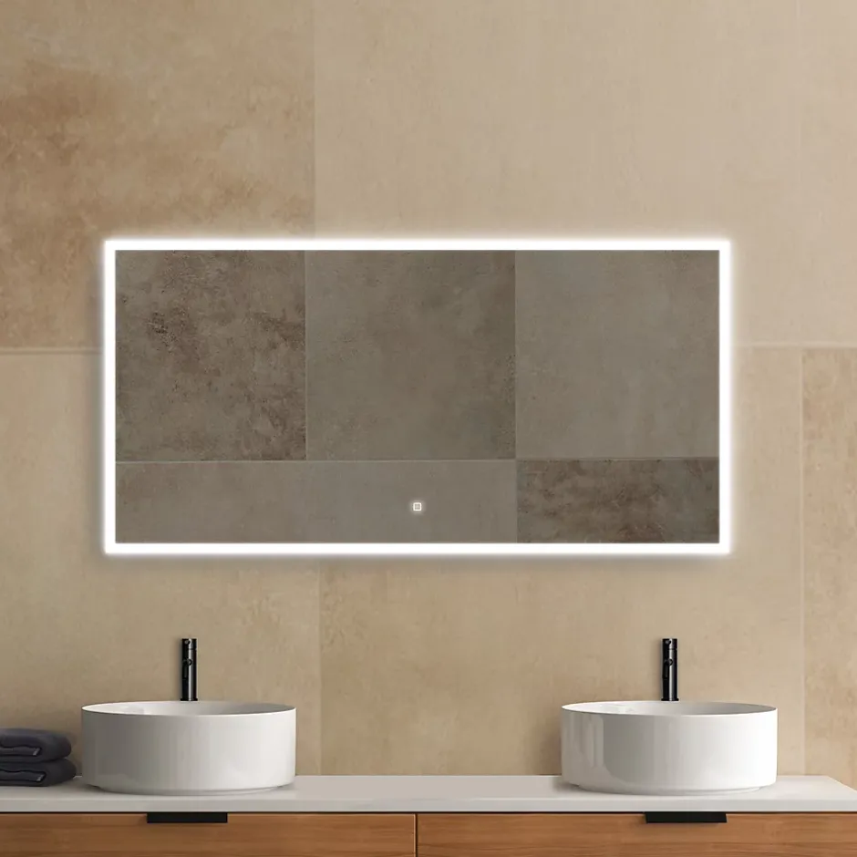 MPGlass Miroir de salle de bains lumineux LED rectangulaire l. 140 x H. 70 cm Bishop 2* Miroir Lumineux