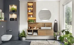 MPGlass Miroir de salle de bains lumineux LED, connexion Bluetooth, Ø80cm, argenté, BroadWay* Miroir Lumineux