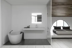 MPGlass Miroir de salle de bains lumineux LED, argenté l.70 x H. 65 cm, Vague