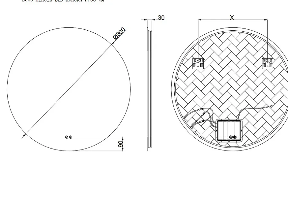 MPGlass Miroir de salle de bains rond lumineux à LED Ø80 cm, Aurora