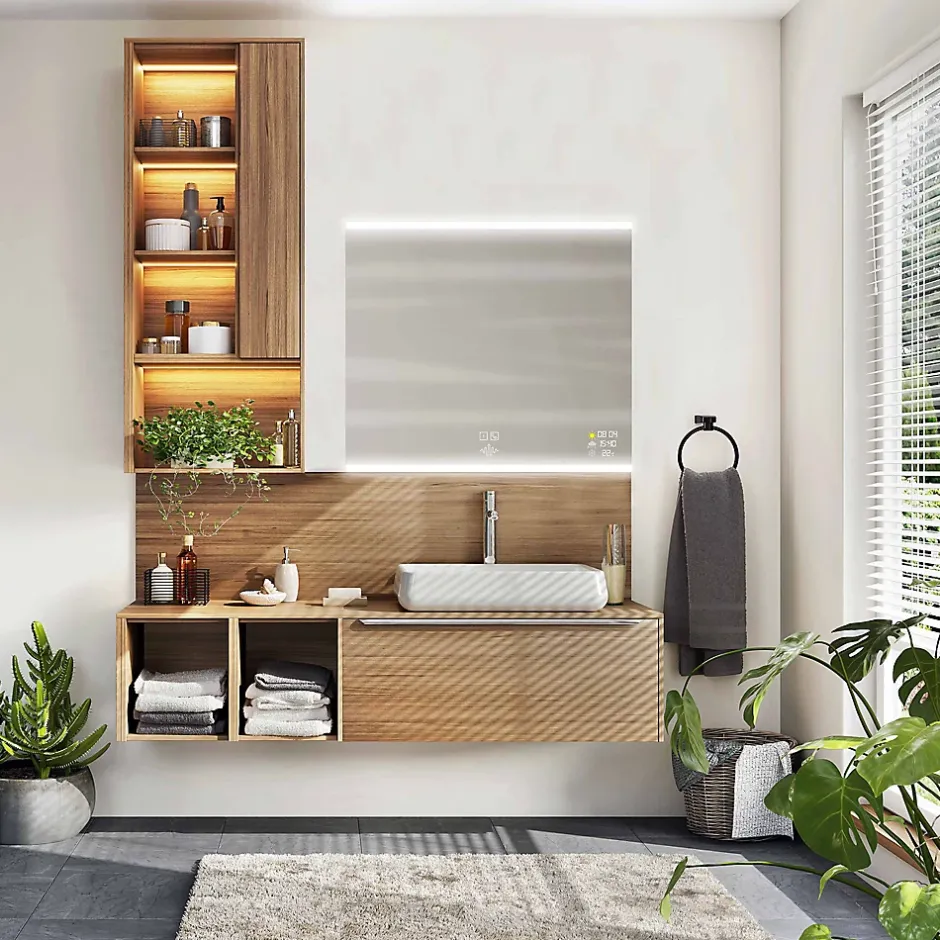MPGlass Miroir de salle de bains lumineux LED connecté 70 x 80 cm, argenté, BroadWay