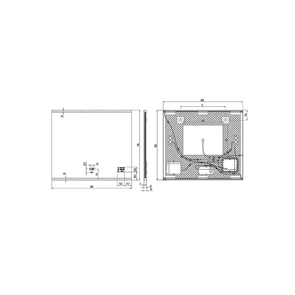 MPGlass Miroir de salle de bains lumineux LED connecté 70 x 80 cm, argenté, BroadWay