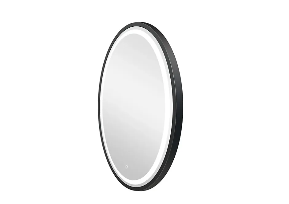 MPGlass Miroir de salle de bains lumineux LED noir rond Ø80, Naos Black* Miroir Lumineux