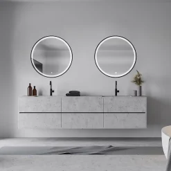 MPGlass Miroir de salle de bains lumineux LED noir rond Ø80, Naos Black* Miroir Lumineux