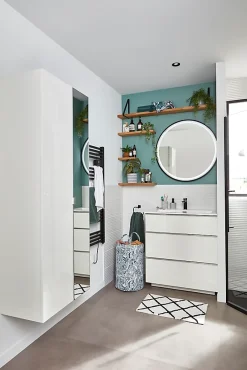 MPGlass Miroir de salle de bains lumineux LED noir rond Ø80, Naos Black* Miroir Lumineux